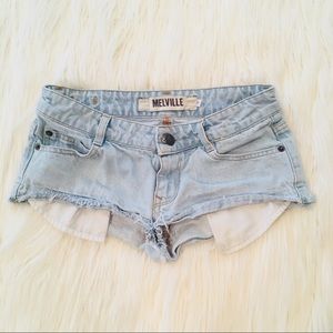 Light blue denim shorts